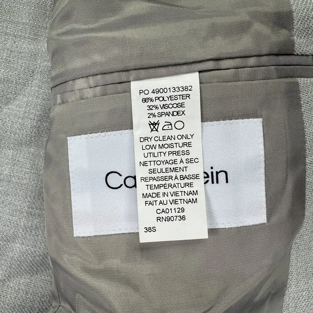 Calvin Klein Mens X Slim Fit Soft Solid Sport Coat Heather Gray 38S - Picture 5 of 5